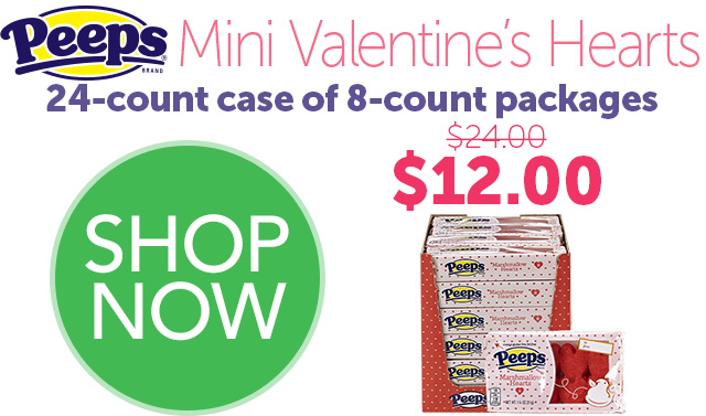 PEEPS 24-count case of 8-count mini Valentine's hearts - $12.00 - SHOP NOW