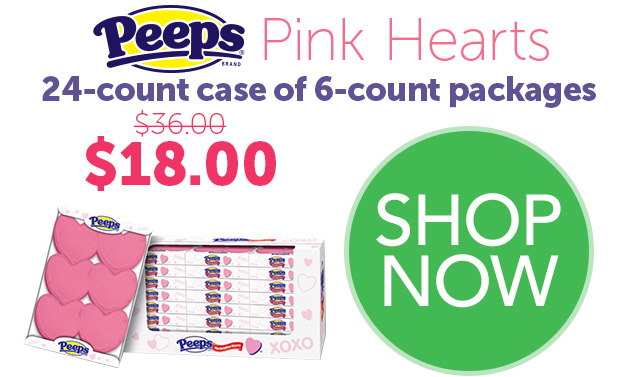 PEEPS 24-count case of 6-count pink marshmallow hearts - $18.00 - SHOP NOW