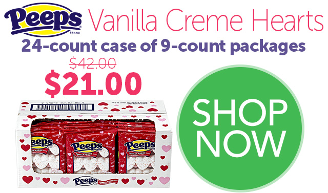 PEEPS 24-count case of 9-count vanilla creme hearts - $21.00 - SHOP NOW